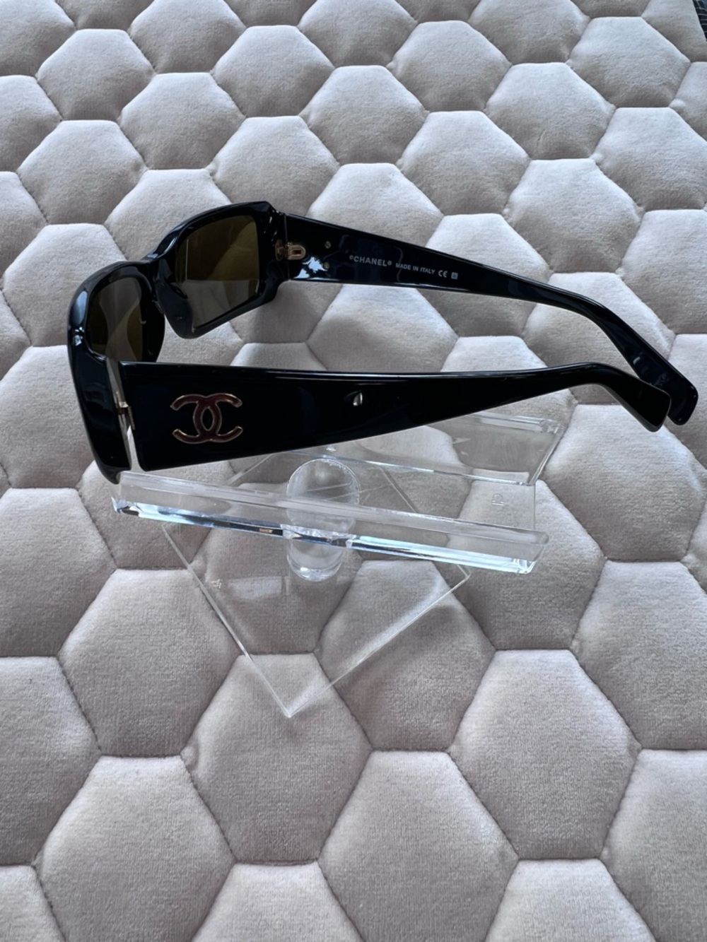 Authentic Chanel petite caramel Brown Rectangular Sunglasses - Picture 2 of 7